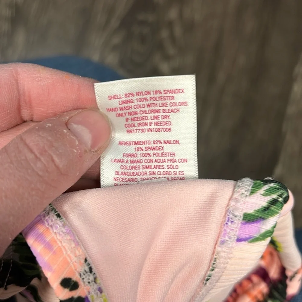 Xhilaration Floral Bikini Top - Pink and Green - Picture 5 of 5